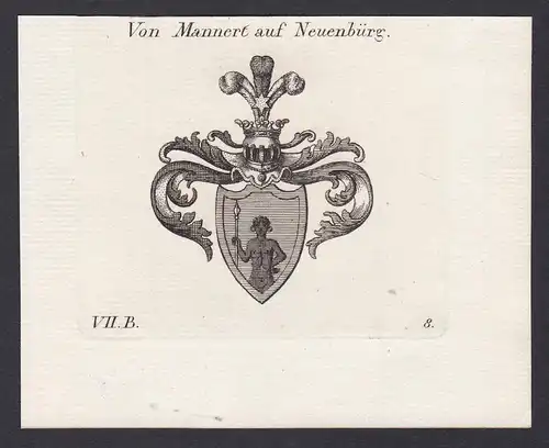 Von Mannert auf Neuenbürg - Mannert Neuenbürg Wappen Adel coat of arms heraldry Heraldik Kupferstich antique p