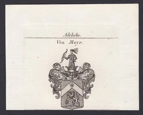Von Mayr - Mayr Mayer Maier Wappen Adel coat of arms heraldry Heraldik Kupferstich antique print