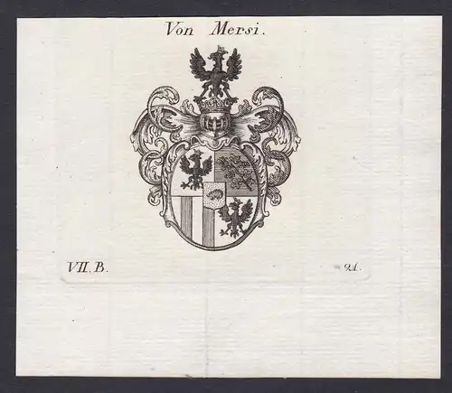 Von Mersi - Mersi Wappen Adel coat of arms heraldry Heraldik Kupferstich antique print