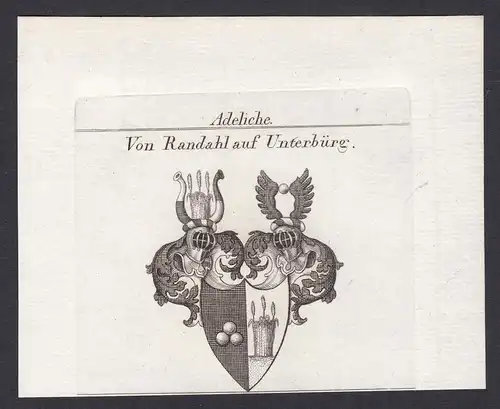 Von Randahl auf Unterbürg - Randahl Unterbürg Wappen Adel coat of arms heraldry Heraldik Kupferstich antique p