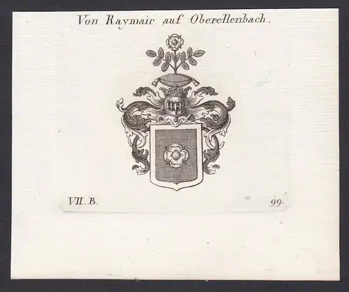 Von Raymair auf Oberellenbach - Raymair Oberellenbach Wappen Adel coat of arms heraldry Heraldik Kupferstich a