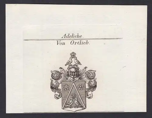 Von Ortlieb - Ortlieb Wappen Adel coat of arms heraldry Heraldik Kupferstich antique print