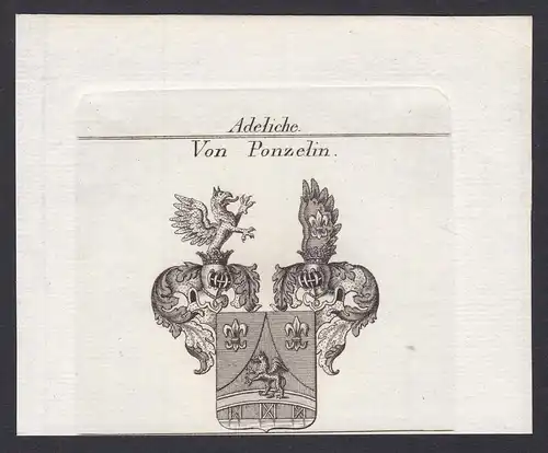Von Ponzelin - Ponzelin Wappen Adel coat of arms heraldry Heraldik Kupferstich antique print