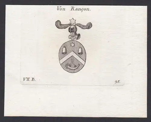 Von Rancon - Rancon Bayern Wappen Adel coat of arms heraldry Heraldik Kupferstich antique print