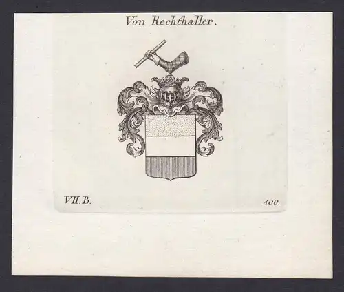 Von Rechthaller - Rechthaller Wappen Adel coat of arms heraldry Heraldik Kupferstich antique print