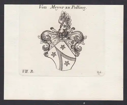 Von Meyer zu Polling - Meyer Polling Meier Wappen Adel coat of arms heraldry Heraldik Kupferstich antique prin