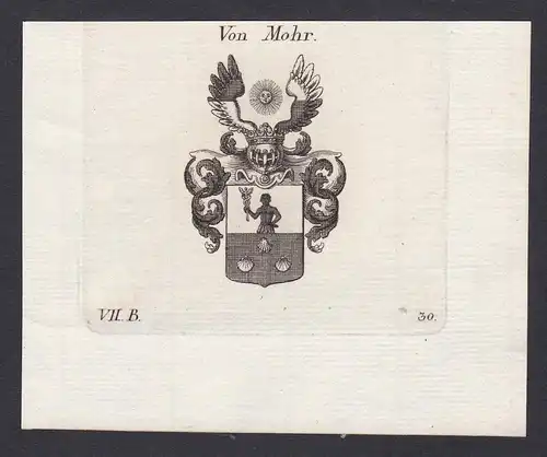 Von Mohr - Mohr Moor Wappen Adel coat of arms heraldry Heraldik Kupferstich antique print