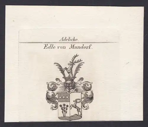 Edle von Mundorf - Mundorf Wappen Adel coat of arms heraldry Heraldik Kupferstich antique print