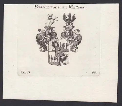 Peissler von u. zu Werttenau - Peissler Werttenau Wappen Adel coat of arms heraldry Heraldik Kupferstich antiq