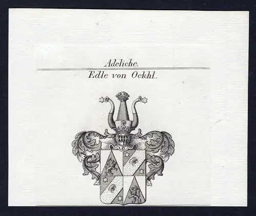 Edle von Ockhl - Ockhl Ockl Wappen Adel coat of arms heraldry Heraldik Kupferstich antique print