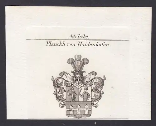 Planckh von Haidenkofen - Planck Planckh Haidenkofen Wappen Adel coat of arms heraldry Heraldik Kupferstich an