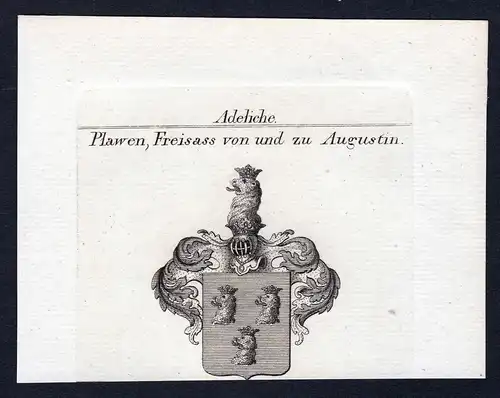 Plawen, Freisass von und zu Augustin - Freisass Augustin Plawen Wappen Adel coat of arms heraldry Heraldik Kup