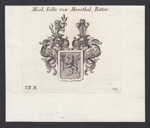 Mösl, Edle von Moosthal, Ritter - Mösl Moosthal Ritter Wappen Adel coat of arms heraldry Heraldik Kupferstich