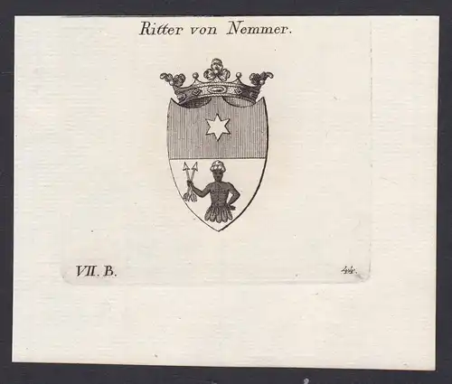 Ritter von Nemmer - Nemmer Ritter Wappen Adel coat of arms heraldry Heraldik Kupferstich antique print