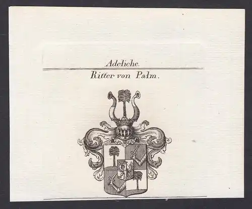Ritter von Palm - Palm Esslingen am Neckar Wappen Adel coat of arms heraldry Heraldik Kupferstich antique prin
