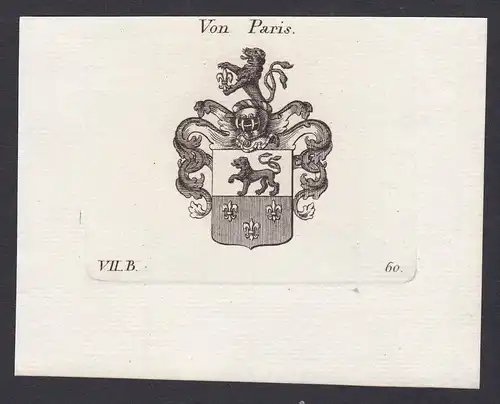 Von Paris - Paris Wappen Adel coat of arms heraldry Heraldik Kupferstich antique print
