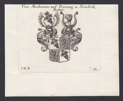 Von Moshamm auf Penzing u. Neudeck, Ritter - Moshamm Penzing Neudeck Wappen Adel coat of arms heraldry Heraldi