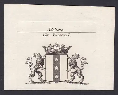 Von Parseval - Parseval Wappen Adel coat of arms heraldry Heraldik Kupferstich antique print