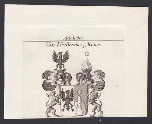 Von Pfeiffersberg, Ritter - Pfeiffersberg Ritter Wappen Adel coat of arms heraldry Heraldik Kupferstich antiqu