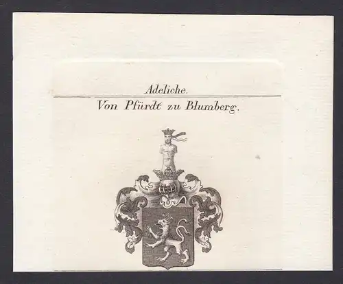 Von Pfürdt zu Blumberg - Pfürdt Blumberg Wappen Adel coat of arms heraldry Heraldik Kupferstich antique print