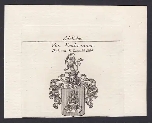 Von Neubronner. Dipl. von K. Leopold 1669 - Neubronner Diplom Wappen Adel coat of arms heraldry Heraldik Kupfe