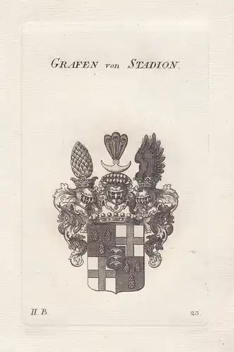 Grafen von Stadion - Stadion Graubünden Schweiz Wappen coat of arms heraldry Heraldik Kupferstich antique prin