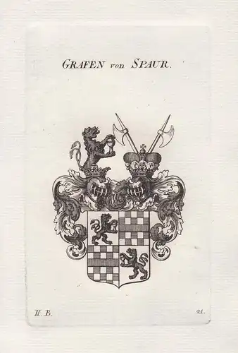 Grafen von Spaur - Spaur Adel Wappen coat of arms heraldry Heraldik Kupferstich antique print