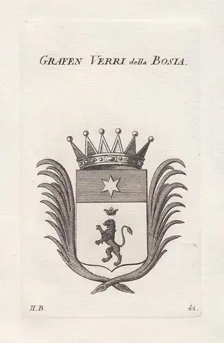 Grafen Verri della Bosia - Verri della Bosia Bayern Wappen coat of arms heraldry Heraldik Kupferstich antique