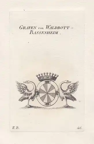 Grafen von Waldbott-Bassenheim - Waldbott Bassenheim Rheinland Wappen coat of arms heraldry Heraldik Kupfersti