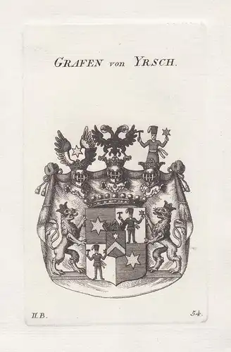 Grafen von Yrsch - Yrsch Pfalz Österreich Bayern Wappen coat of arms heraldry Heraldik Kupferstich antique pri