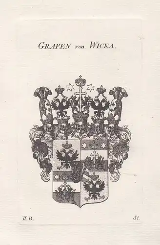 Grafen von Wicka - Wicka Wickburg Lothringen Schweiz Tirol Wappen coat of arms heraldry Heraldik Kupferstich a