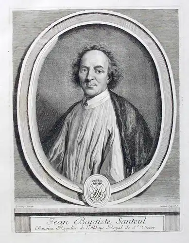 Jean Baptiste Santeul - Jean de Santeul poete Poet Dichter gravure Portrait Kupferstich engraving