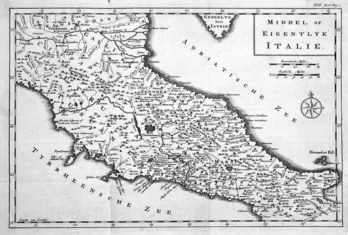 Middel of eigentlyk Italie - Italia Italien Italy acquaforte carta Karte map stampa incisione Kupferstich anti