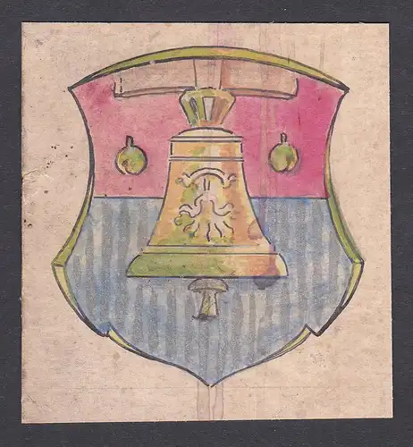 Glockenmacher Glocke bell maker Beruf job Aquarell Wappen coat of arms watercolor