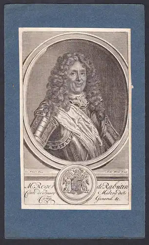 M.re Roger de Rabutin - Roger de Bussy-Rabutin ecrivain Portrait gravure Kupferstich antique print