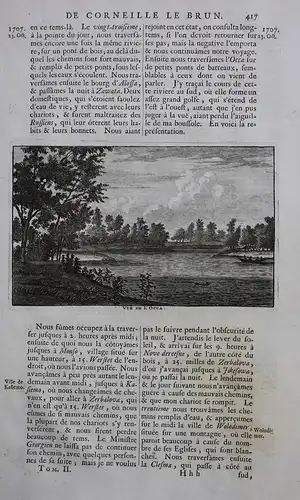 Vue de l'Occa - Ossa river Fluss fleuve Russland Russia Ansicht view vue Kupferstich copper engraving gravure