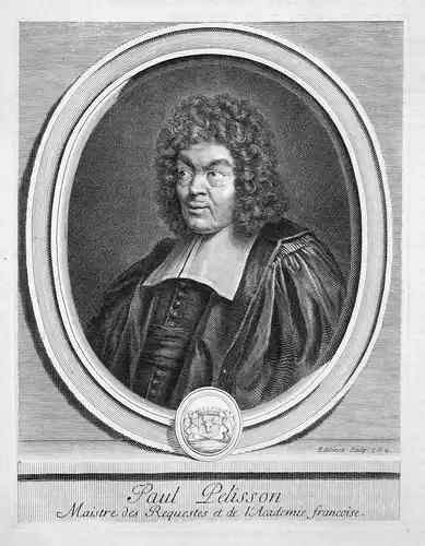 Paul Pelisson - Paul Pellisson Schriftsteller writer écrivain Portrait Kupferstich engraving