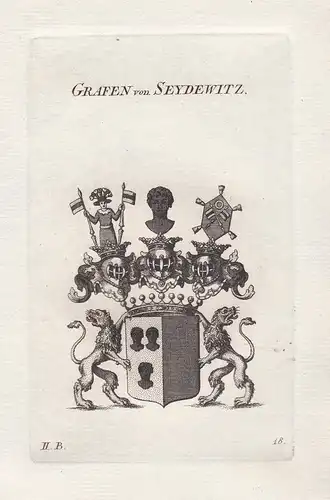 Grafen von Seydewitz - Seydewitz Meißen Wappen coat of arms heraldry Heraldik Kupferstich antique print