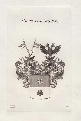 Grafen von Soden - Soden Niedersachsen Wappen coat of arms heraldry Heraldik Kupferstich antique print