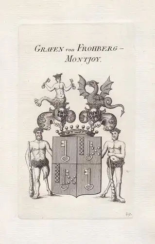 Grafen von Frohberg - Montjoy - Frohberg Montjoy Wappen coat of arms Genealogie Kupferstich copper engraving a