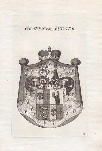 Grafen von Fugger - Fugger Schwaben Augsburg Wappen coat of arms Genealogie Kupferstich copper engraving antiq