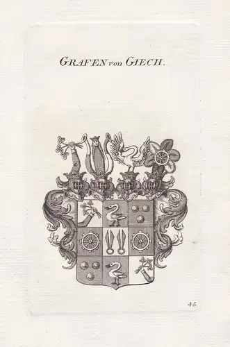 Grafen von Giech - Giech Franken Wappen coat of arms Genealogie Kupferstich copper engraving antique print
