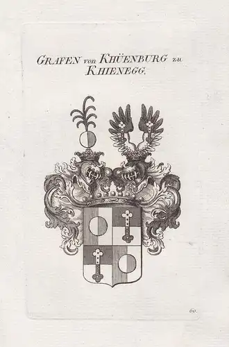 Grafen von Khüenburg zu Khienegg -  Khüenburg zu Khienegg Wappen coat of arms Genealogie Kupferstich copper en