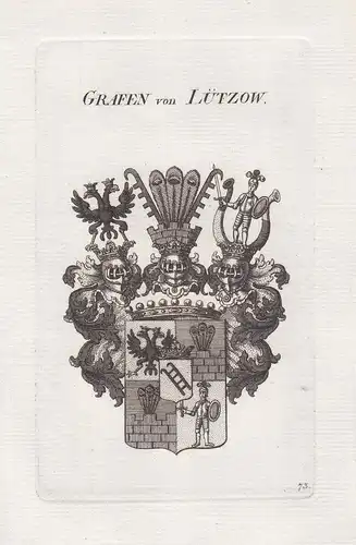 Grafen von Lützow - Lützow Lützau Mecklenburg Wappen coat of arms Genealogie Kupferstich copper engraving anti