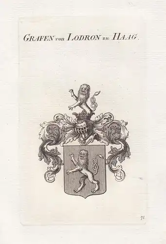 Grafen von Lodron zu Haag - Lodron zu Haag Trentino Italien Wappen coat of arms Genealogie Kupferstich copper