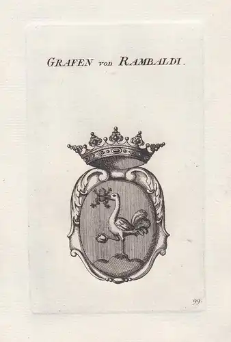 Grafen von Rambaldi - Rambaldi Bayern Bavaria Wappen coat of arms Genealogie Kupferstich copper engraving anti