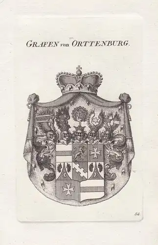 Grafen von Orttenburg - Orttenburg Ortenburg Bayern Bavaria Wappen coat of arms Genealogie Kupferstich copper