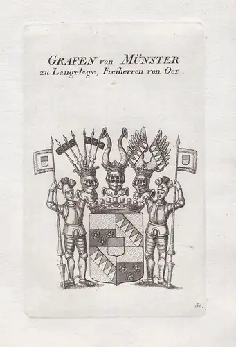 Grafen von Münster zu Langelage, Freiherren von Oer - Münster Mönster Monster Wappen coat of arms Genealogie K