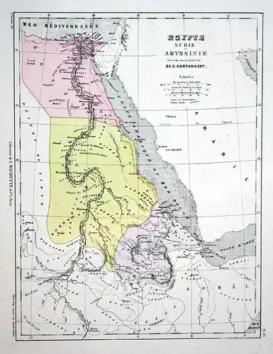 Egypte, Nubie et Abyssinie - Egypt Ägypten Nubia Nubien Abessinien Ethiopian Weltkarte Karte world map Lithogr