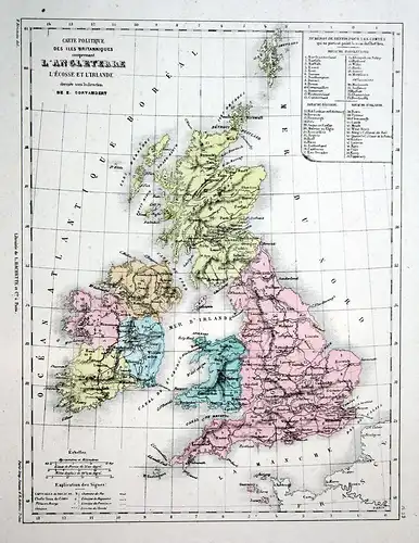 Carte polotique des Iles Britanniques comprenant l'Angleterre, l'Ecosse et l'Irlande - Großbritannien Irland G